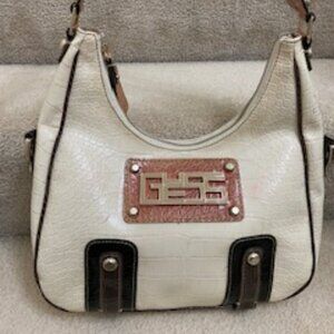 Guess Off White Croc Embossed Medium Hobo Style Purse New